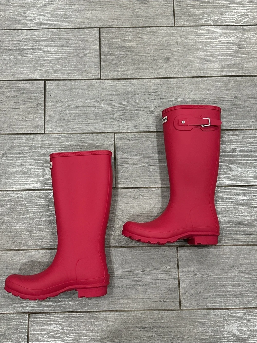 HUNTER Big Kids Original Rain Boots Pink Waterproof Rubber Wellies